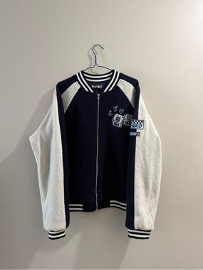 Unbranded Navy & White Varsity Bomber Jacket